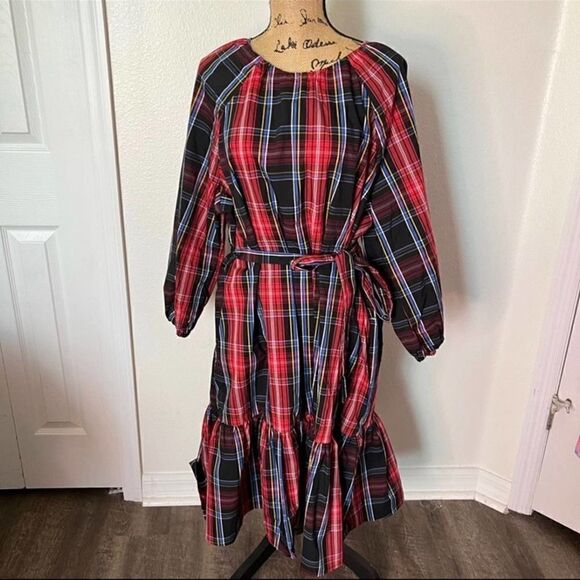 Draper James RSVP Tartan Bow Back Dress-Size XXL - Picture 1 of 5